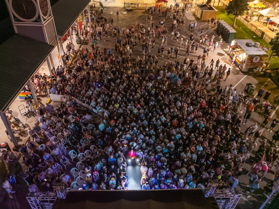 Crowd filling the street at Royal Oak Pride